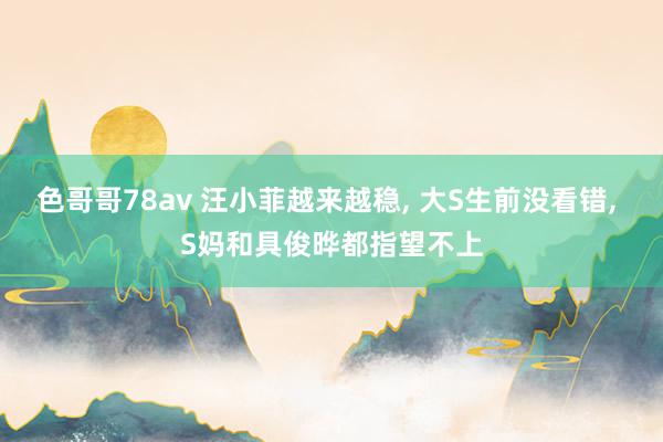 色哥哥78av 汪小菲越来越稳, 大S生前没看错, S妈和具俊晔都指望不上