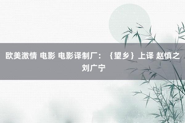 欧美激情 电影 电影译制厂：｛望乡｝上译 赵慎之 刘广宁