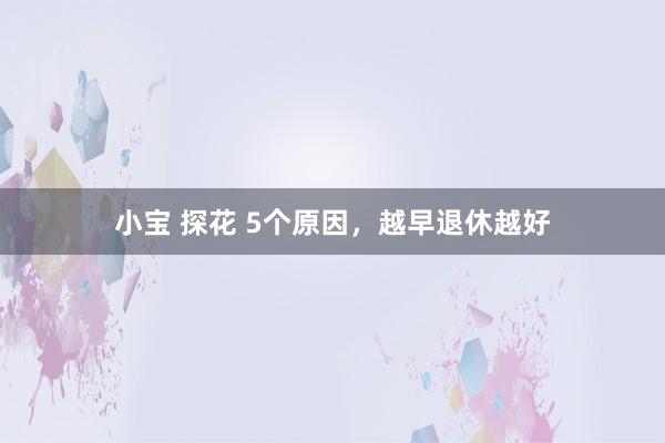 小宝 探花 5个原因，越早退休越好