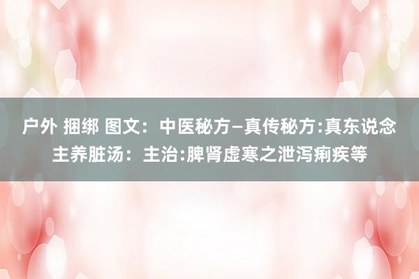 户外 捆绑 图文：中医秘方—真传秘方:真东说念主养脏汤：主治:脾肾虚寒之泄泻痢疾等