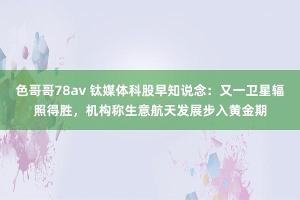 色哥哥78av 钛媒体科股早知说念：又一卫星辐照得胜，机构称生意航天发展步入黄金期