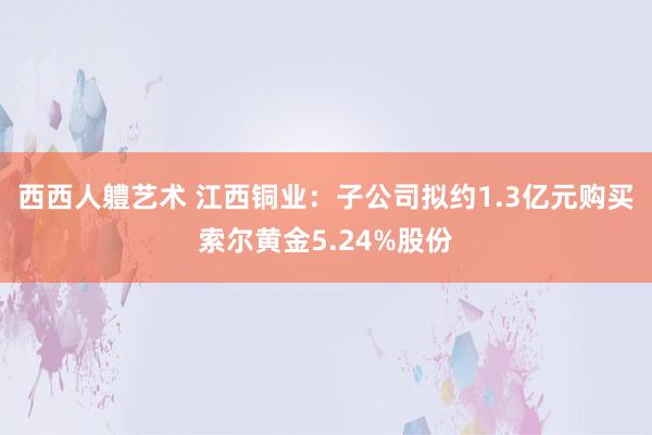 西西人軆艺术 江西铜业：子公司拟约1.3亿元购买索尔黄金5.24%股份