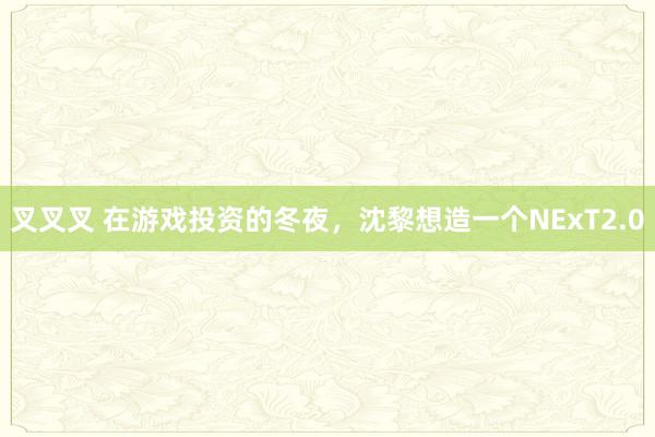 叉叉叉 在游戏投资的冬夜，沈黎想造一个NExT2.0